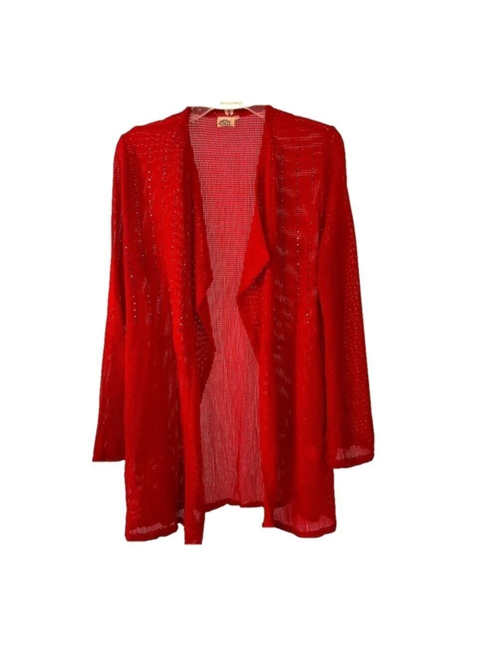Open Sweater Long Sleeve open weave pattern with sparkle studs on breast sides